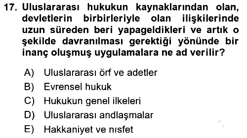 Uluslararası Hukuk 1 2021-2022 Dönem Sonu Sınavı - 17. soru