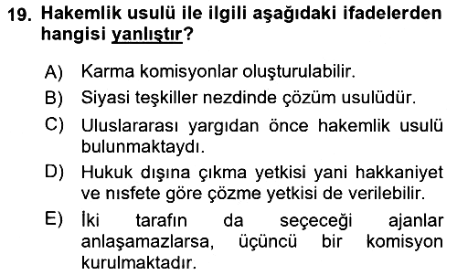 Uluslararası Hukuk 1 2021-2022 Dönem Sonu Sınavı - 19. soru