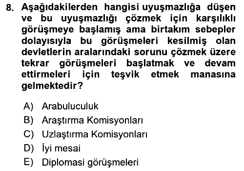 Uluslararası Hukuk 1 2022-2023 Dönem Sonu Sınavı - 8. soru