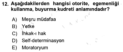 Uluslararası Hukuk 1 2022-2023 Dönem Sonu Sınavı - 12. soru