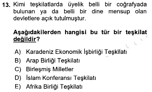 Uluslararası Hukuk 1 2023-2024 Dönem Sonu Sınavı - 13. soru