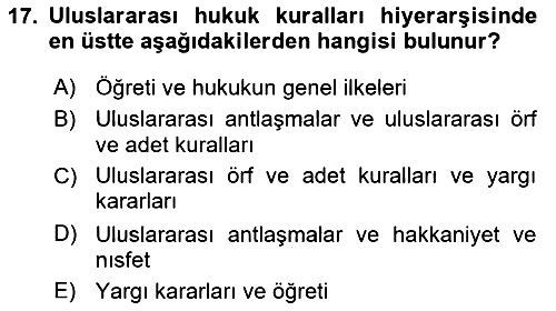 Uluslararası Hukuk 1 2023-2024 Dönem Sonu Sınavı - 17. soru
