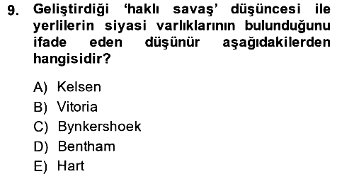 Uluslararası Hukuk 1 2013-2014 Tek Ders Sınavı - 9. soru