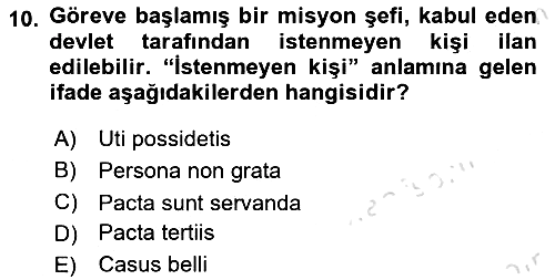 Uluslararası Hukuk 1 2021-2022 Yaz Okulu Sınavı - 10. soru