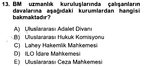 Uluslararası Hukuk 1 2021-2022 Yaz Okulu Sınavı - 13. soru