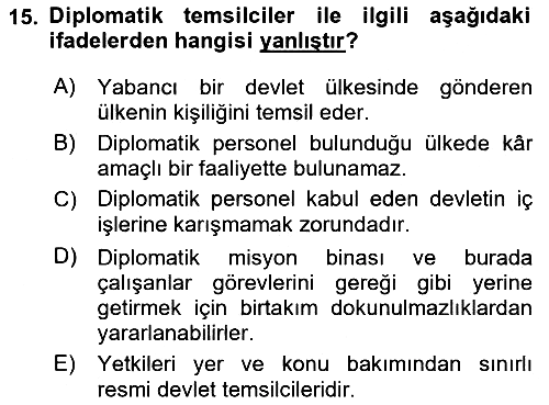 Uluslararası Hukuk 1 2021-2022 Yaz Okulu Sınavı - 15. soru