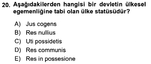 Uluslararası Hukuk 1 2021-2022 Yaz Okulu Sınavı - 20. soru