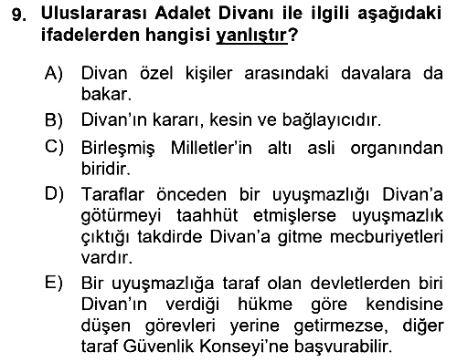 Uluslararası Hukuk 1 2022-2023 Yaz Okulu Sınavı - 9. soru
