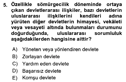 Uluslararası Hukuk 2 2017-2018 3 Ders Sınavı - 5. soru