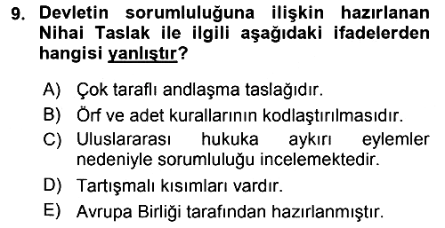 Uluslararası Hukuk 2 2017-2018 3 Ders Sınavı - 9. soru