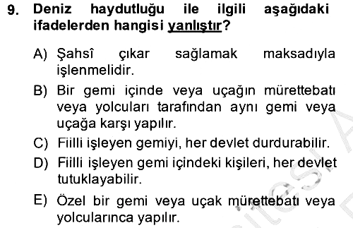 Uluslararası Hukuk 2 2013-2014 Ara Sınav - 9. soru