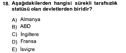 Uluslararası Hukuk 2 2013-2014 Ara Sınav - 18. soru