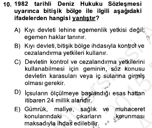 Uluslararası Hukuk 2 2014-2015 Ara Sınav - 10. soru