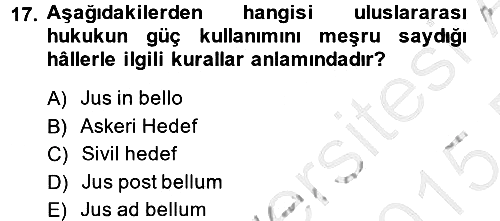 Uluslararası Hukuk 2 2014-2015 Ara Sınav - 17. soru