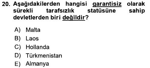 Uluslararası Hukuk 2 2015-2016 Ara Sınav - 20. soru