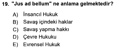 Uluslararası Hukuk 2 2021-2022 Ara Sınav - 19. soru