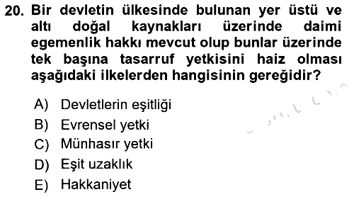 Uluslararası Hukuk 2 2021-2022 Ara Sınav - 20. soru