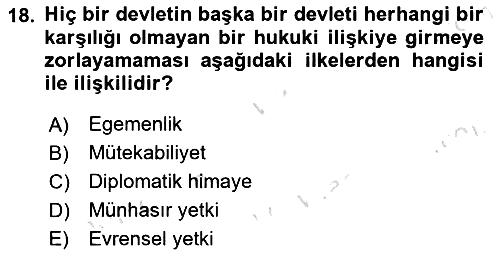 Uluslararası Hukuk 2 2023-2024 Ara Sınav - 18. soru