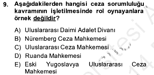 Uluslararası Hukuk 2 2013-2014 Dönem Sonu Sınavı - 9. soru