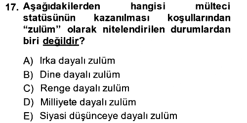 Uluslararası Hukuk 2 2013-2014 Dönem Sonu Sınavı - 17. soru