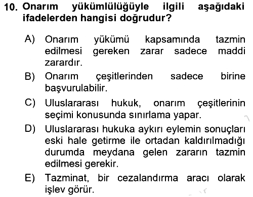 Uluslararası Hukuk 2 2015-2016 Dönem Sonu Sınavı - 10. soru