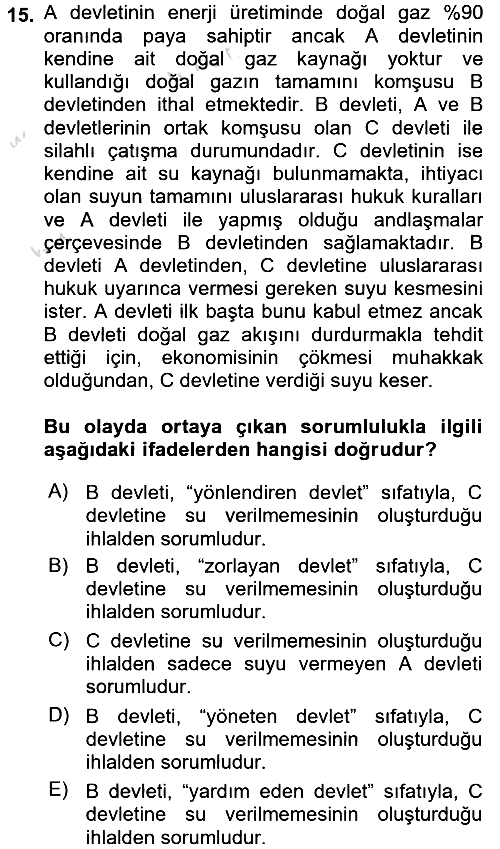 Uluslararası Hukuk 2 2016-2017 Dönem Sonu Sınavı - 15. soru