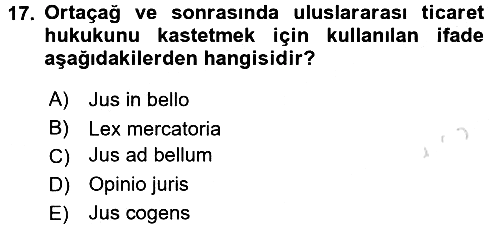 Uluslararası Hukuk 2 2016-2017 Dönem Sonu Sınavı - 17. soru