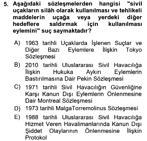 Uluslararası Hukuk 2 2017-2018 Dönem Sonu Sınavı - 5. soru