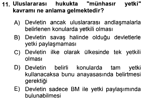 Uluslararası Hukuk 2 2017-2018 Dönem Sonu Sınavı - 11. soru