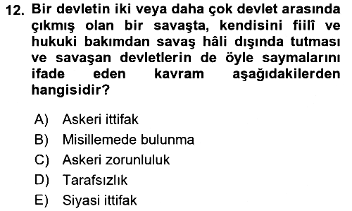Uluslararası Hukuk 2 2017-2018 Dönem Sonu Sınavı - 12. soru