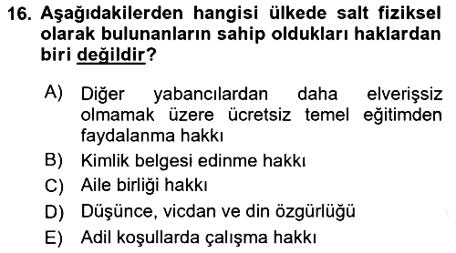Uluslararası Hukuk 2 2018-2019 Dönem Sonu Sınavı - 16. soru