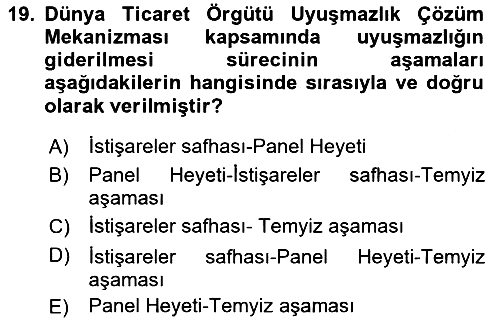 Uluslararası Hukuk 2 2018-2019 Dönem Sonu Sınavı - 19. soru