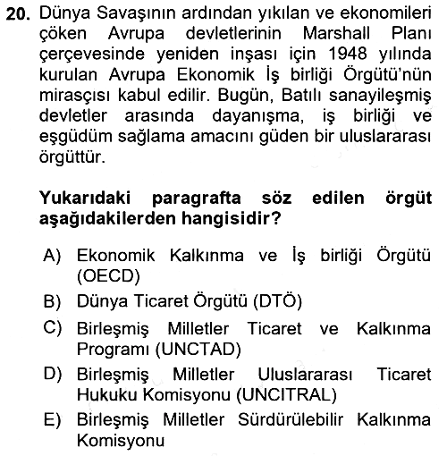 Uluslararası Hukuk 2 2018-2019 Dönem Sonu Sınavı - 20. soru