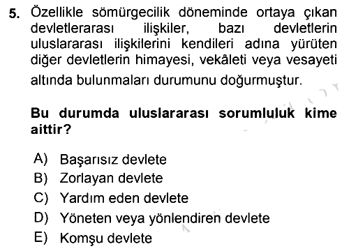 Uluslararası Hukuk 2 2021-2022 Dönem Sonu Sınavı - 5. soru