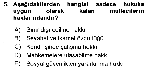 Uluslararası Hukuk 2 2023-2024 Dönem Sonu Sınavı - 5. soru