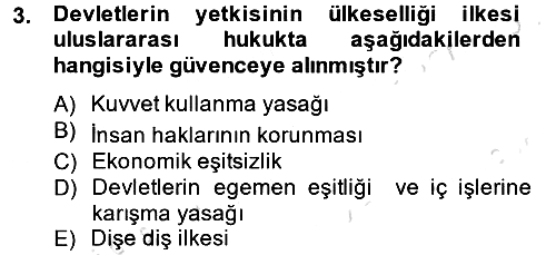 Uluslararası Hukuk 2 2013-2014 Tek Ders Sınavı - 3. soru