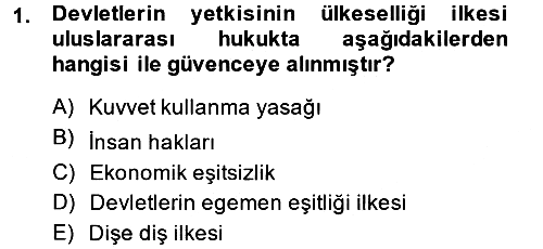 Uluslararası Hukuk 2 2014-2015 Tek Ders Sınavı - 1. soru