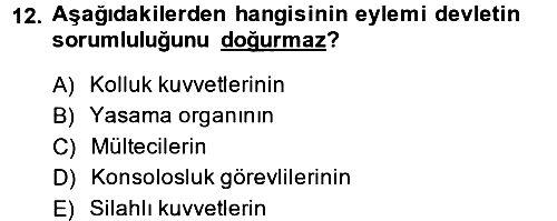 Uluslararası Hukuk 2 2014-2015 Tek Ders Sınavı - 12. soru