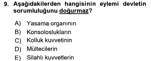 Uluslararası Hukuk 2 2015-2016 Tek Ders Sınavı - 9. soru