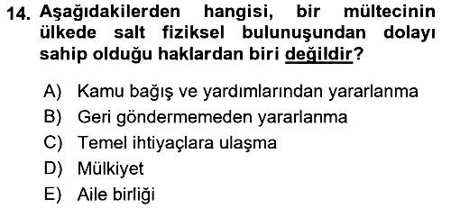 Uluslararası Hukuk 2 2015-2016 Tek Ders Sınavı - 14. soru