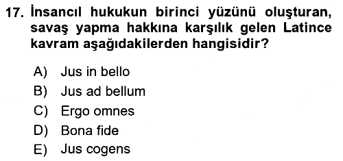 Uluslararası Hukuk 2 2018-2019 Yaz Okulu Sınavı - 17. soru