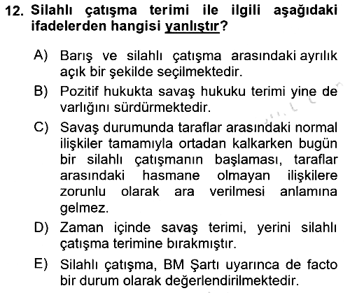 Uluslararası Hukuk 2 2021-2022 Yaz Okulu Sınavı - 12. soru