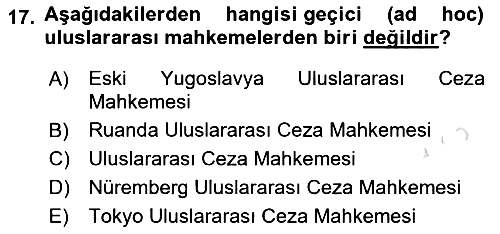 Uluslararası Hukuk 2 2021-2022 Yaz Okulu Sınavı - 17. soru