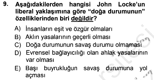 Uluslararası İlişkiler Kuramları 1 2012-2013 Ara Sınav - 9. soru