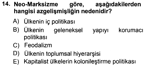Uluslararası İlişkiler Kuramları 1 2012-2013 Ara Sınav - 14. soru