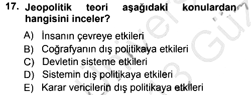 Uluslararası İlişkiler Kuramları 1 2012-2013 Ara Sınav - 17. soru