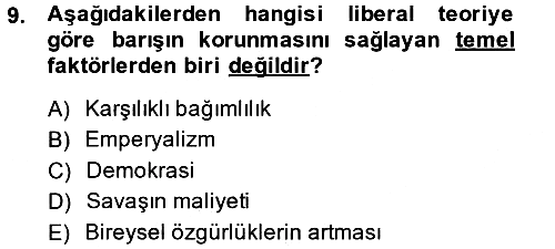 Uluslararası İlişkiler Kuramları 1 2014-2015 Ara Sınav - 9. soru