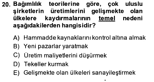 Uluslararası İlişkiler Kuramları 1 2014-2015 Ara Sınav - 20. soru