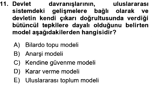 Uluslararası İlişkiler Kuramları 1 2015-2016 Ara Sınav - 11. soru