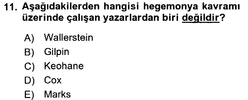 Uluslararası İlişkiler Kuramları 1 2016-2017 Ara Sınav - 11. soru